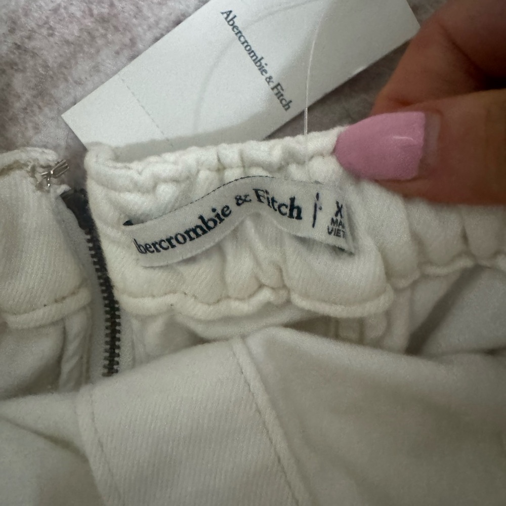 Abercrombie & Fitch Cream Strapless Button-Front Mini Dress - Picture 3 of 4